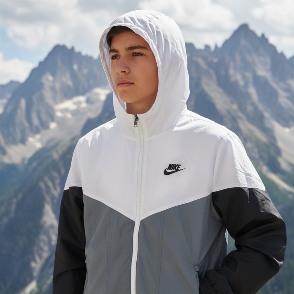 Nike Kids White and Gray Windbreaker